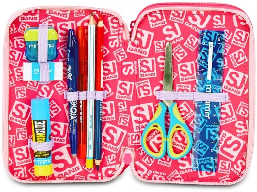 Ученически несесер Seven SJ Catled с три отделения, пълен