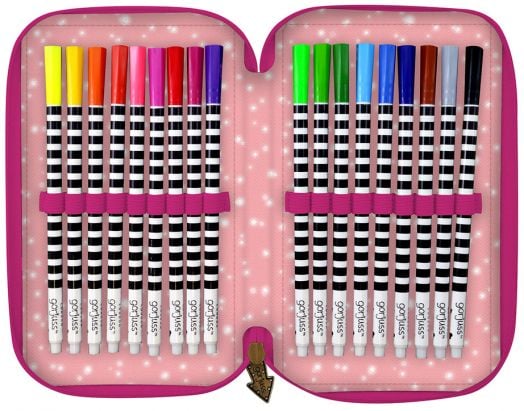 Ученически несесер Gorjuss Carousel с три отделения, пълен