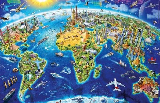 Пъзел Educa: Символите на света, 1000 части, миниатюра