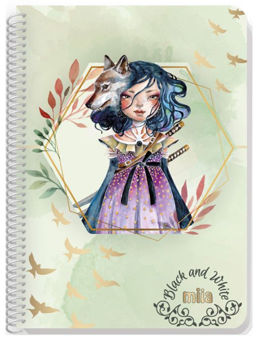 Тетрадка Black & White Miia А4 със спирала, 90 листа - широки редове