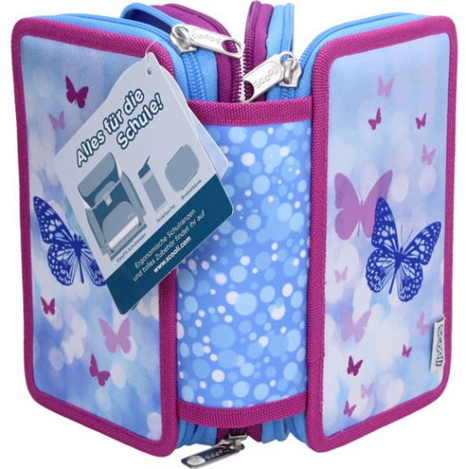 Ученически несесер Пеперуди с три отделения, пълен - модел 2022