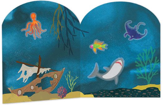 Книжка със стикери Floss & Rock, Stick and Play, Deep Sea - Морски животни