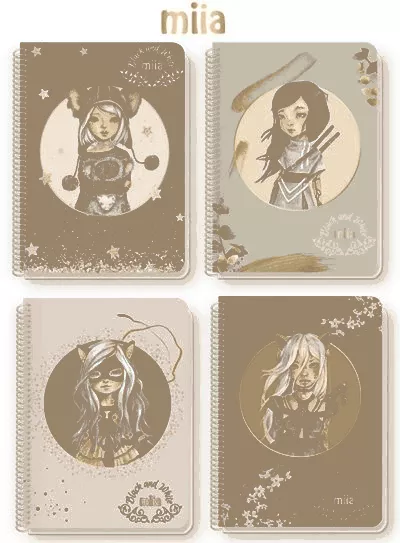 Тетрадка Black & White Miia А5 със спирала, 120 листа - широки редове