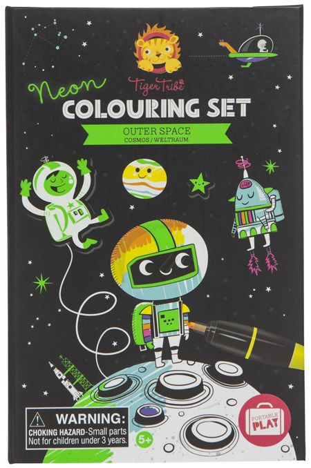 Креативен комплект за оцветяване с неонови маркери Tiger Tribe - Космос
