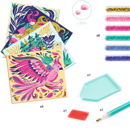 Творчески комплект Djeco: Направи си митични същества с цветни камъчета