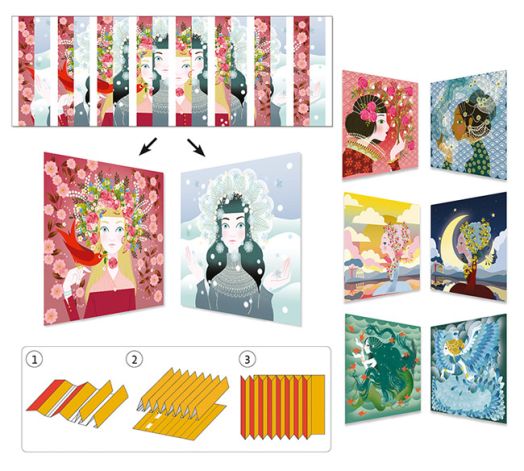 Креативен комплект Djeco: Направи картини Lovely Queens