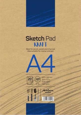 Скицник Drasca Sketch Pad Kraft A4, 20 листа