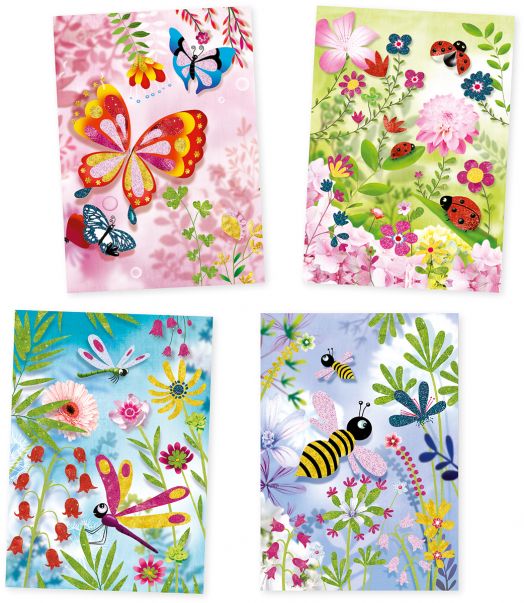 Комплект за рисуване с брокат Djeco - Пеперуди