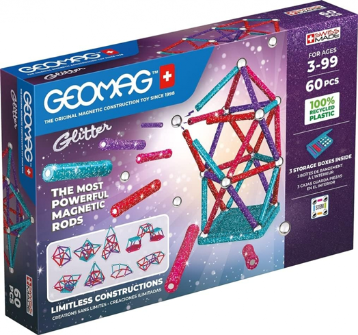 Магнитен конструктор Geomag - Glitter, 60 части