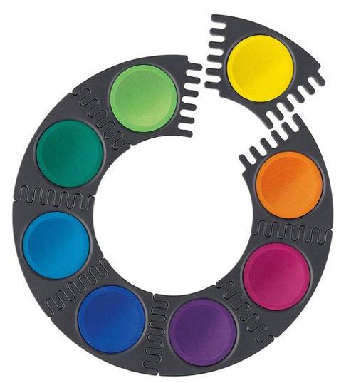 Акварелни бои Faber-Castell Conector, 12 цвята + боичка, червена палитра