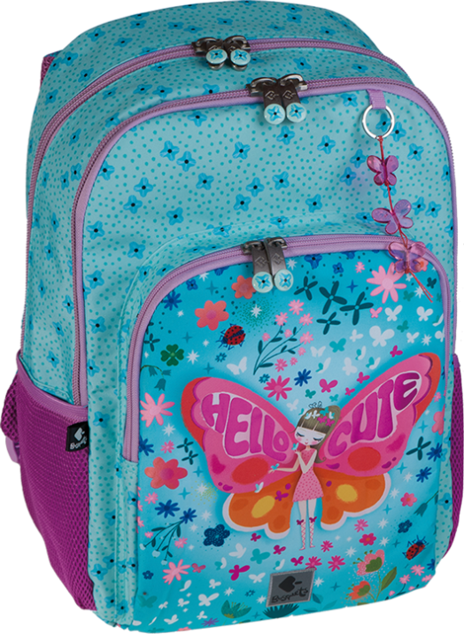 Ученическа раница Busquets Hello Cute 2023 с две отделения и преден джоб