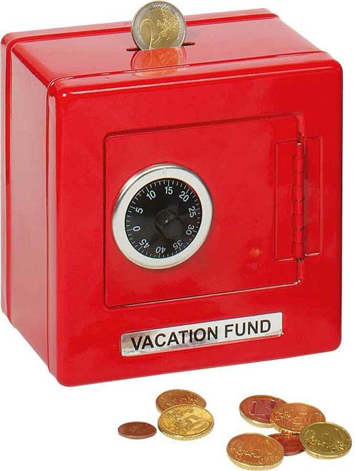 Метален сейф с шифър, червен