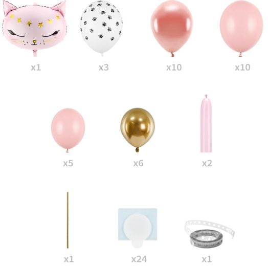 Букет от балони PartyDeco - Розова котка