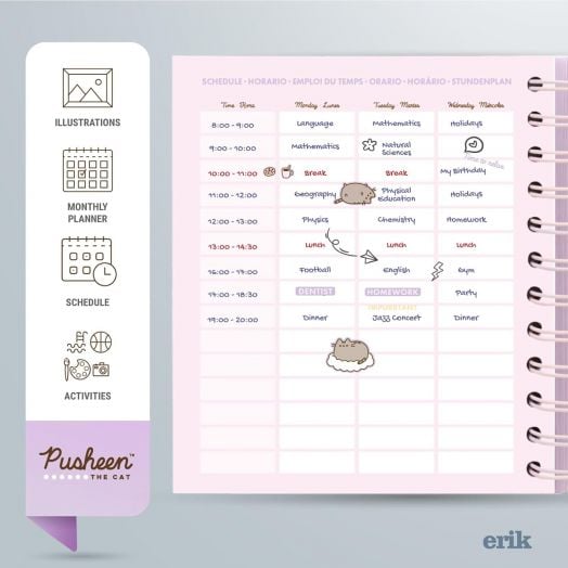 Месечен бележник-органайзер Grupo Erik Pusheen Moments за 11 месеца - август 2024 / юни 2025 година