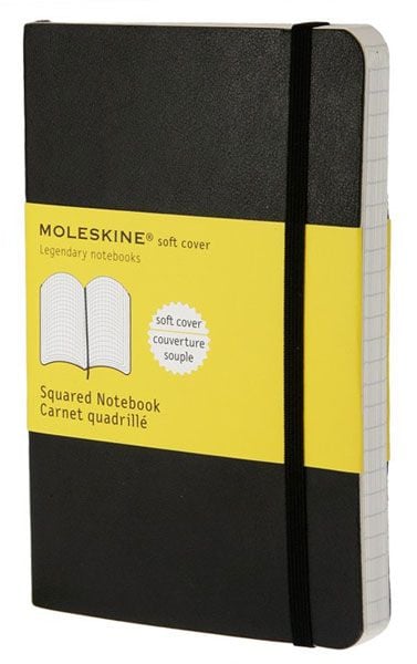Джобен черен тефтер Moleskine Classic Black с меки корици и листа на малки квадратчета