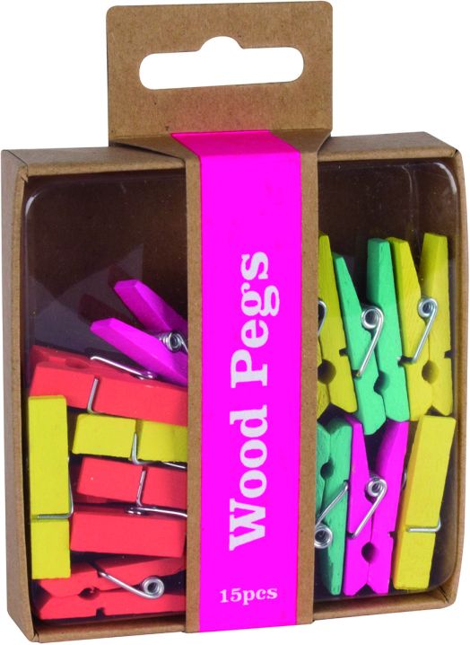 Дървени щипки Apli Fluor, 15 бр.