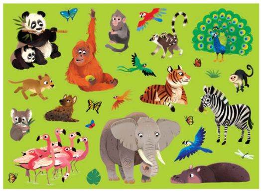 Плакат за оцветяване Crocodile Creek - Животни в джунглата