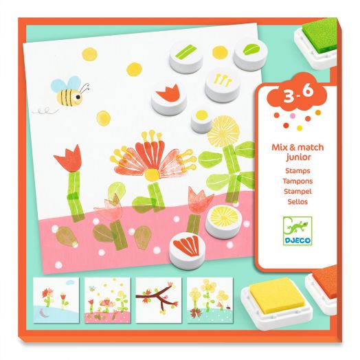 Креативен комплект Djeco: Направи картини с печати, Цветя