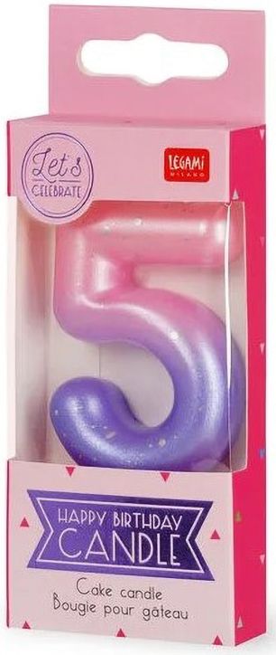 Свещ за рожден ден Legami - Цифра 5, розова