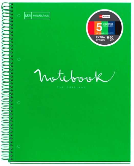 Тетрадка Miquelrius Emotions А4 със спирала, 120 листа на малки квадратчета, зелена