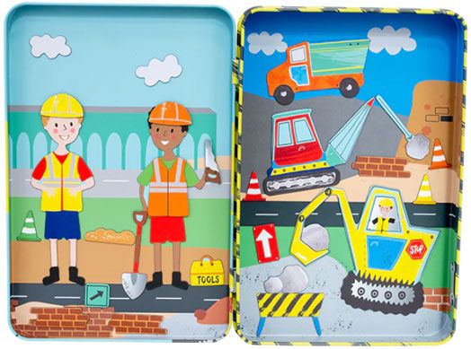 Кутия с магнити Floss & Rock, Magnetic Playtime, Construction - Строителни машини