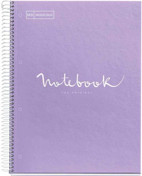 Тетрадка Miquelrius Emotions А5 със спирала, 120 листа на широки редове, лавандула