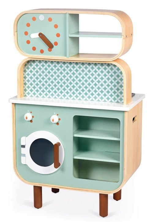 Детски комплект Janod - Двустранна дървена кухня