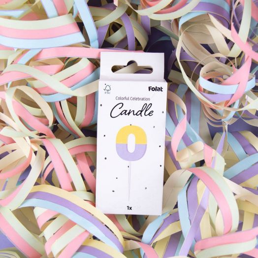 Свещ за рожден ден Folat Stripetastic - Цифра 0