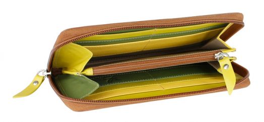 Хоризонтален дамски портфейл Mano Multicolours, коняк