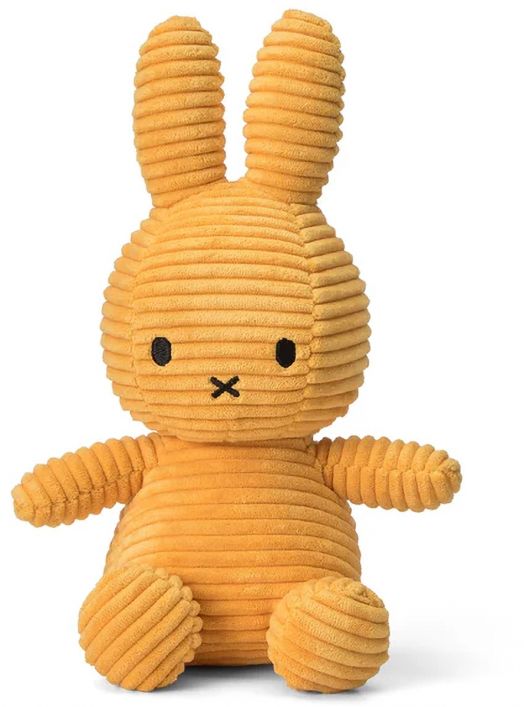 Плюшена играчка Miffy Eco Corduroy - слънчевожълт заек, 23 см.