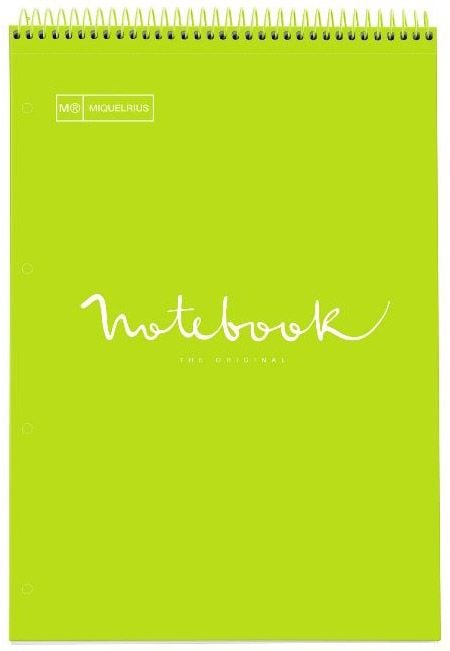 Бележник Miquelrius Reporter Emotions А4 със спирала, 80 листа на малки квадратчета, лайм