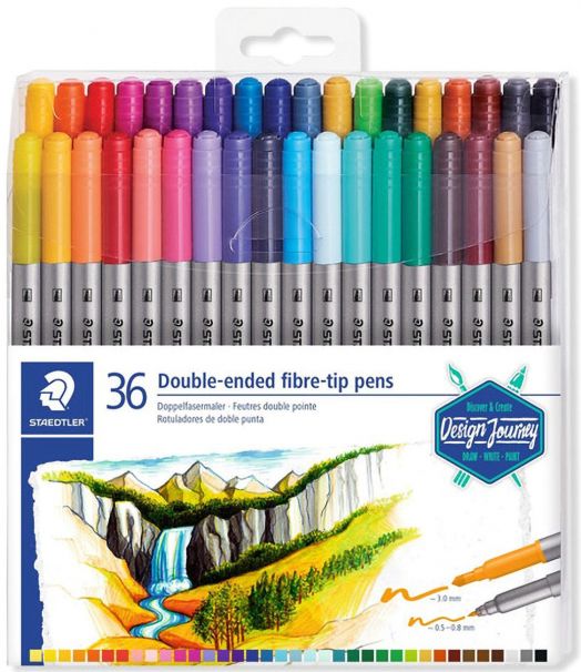 Двувърхи флумастери Staedtler, 36 цвята