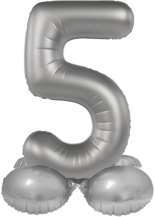 Фолиев балон Folat - Цифра 5, сребърен, матов