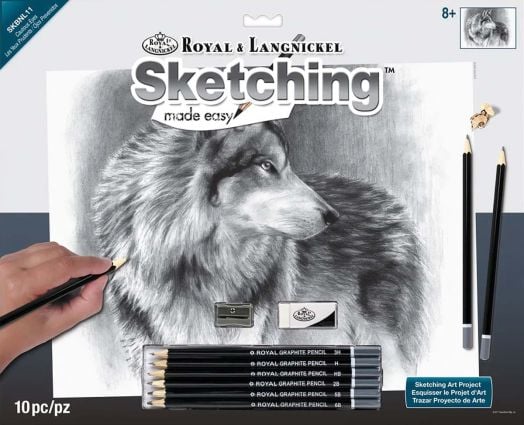 Комплект за лесно рисуване с моливи Royal & Langnickel - Вълк, графика