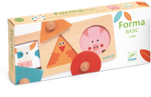 Дървена играчка за сортиране Djeco - Животни и форми