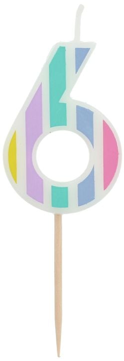 Свещ за рожден ден Folat - Цифра 6, пастел