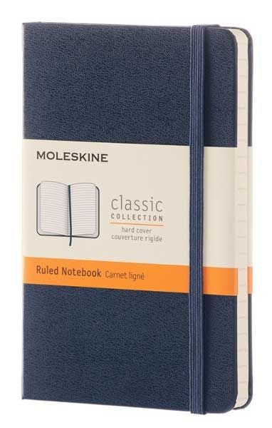 Голям тъмносин тефтер Moleskine с твърди корици, линиран