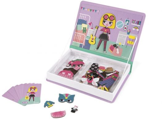 Детска магнитна книга Janod - Момичета с магнитни дрехи