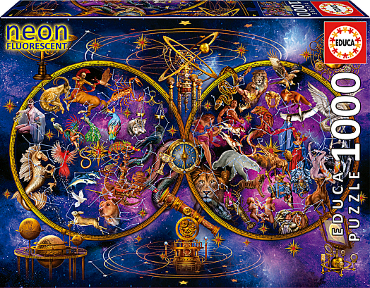 Неонов пъзел Educa: Съзвездия, 1000 части