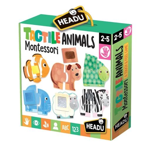 Образователен пъзел Headu Montessori - Докосни и опознай животните