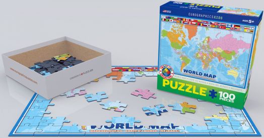 Пъзел Eurographics - Карта на света, 100 части