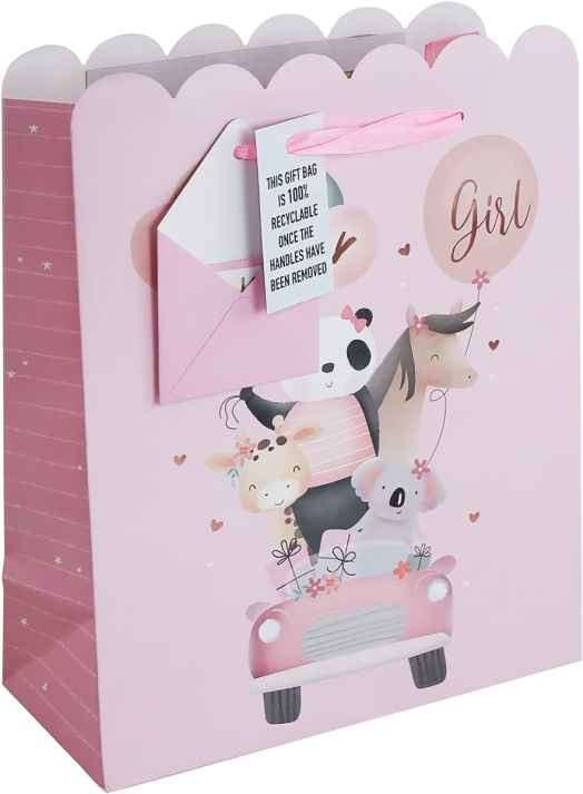 Подаръчна торбичка Eurowrap - Baby Girls Car, малка