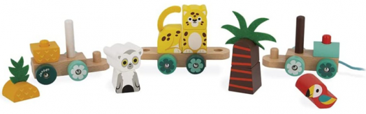 Дървено влакче за дърпане Janod - Тропик