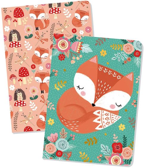 Комплект тетрадки Janod - Лисица / Еднорог, 2 бр.