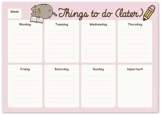 Седмичен планер - пад Pusheen The Cat - Rose, А4, 52 листа