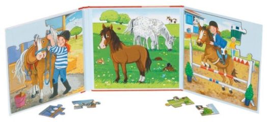 Магнитна книжка с пъзели Goki - Конюшня