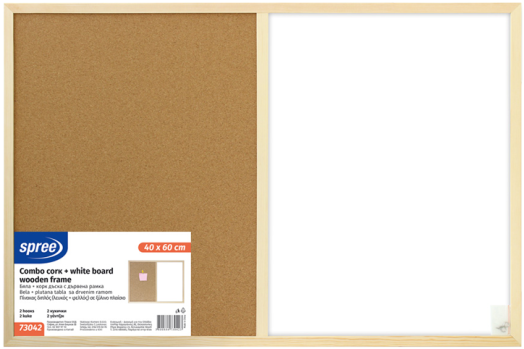 Бяла и корк дъска с дървена рамка Spree, 40 x 60 см.