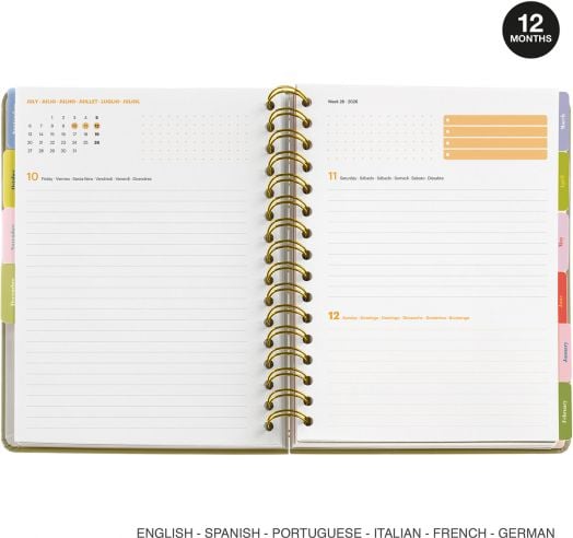 Тефтер - органайзер Miquelrius Happy flowers от септември 2025 до август 2026 г., ден на страница