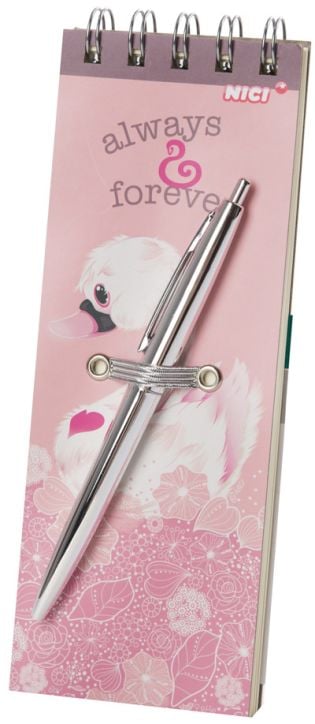 Тефтерче с химикалка Nici - Бял лебед