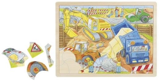 Дървен пъзел Goki - На строежа